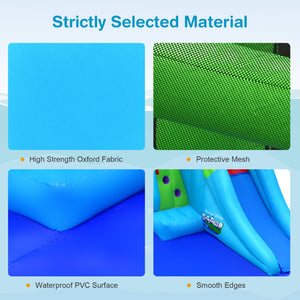 Brightly colored bounce house with theme and tunnels