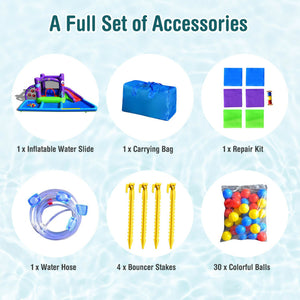 Inflatable bounce house with ring toss game for added fun