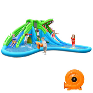 Bounce house with climbing wall and water