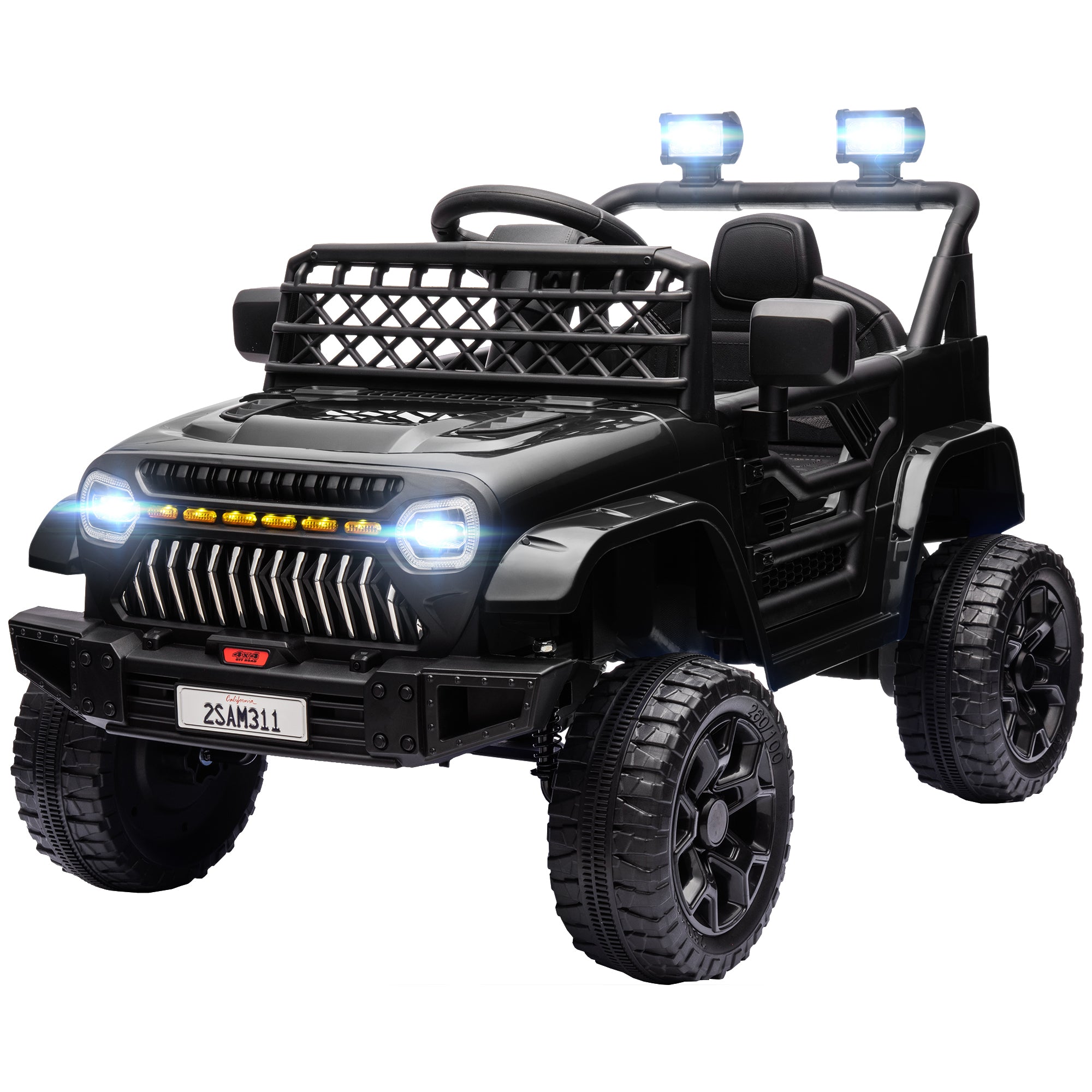 Qaba black 12V kids ride-on truck toy compared to bumper cars