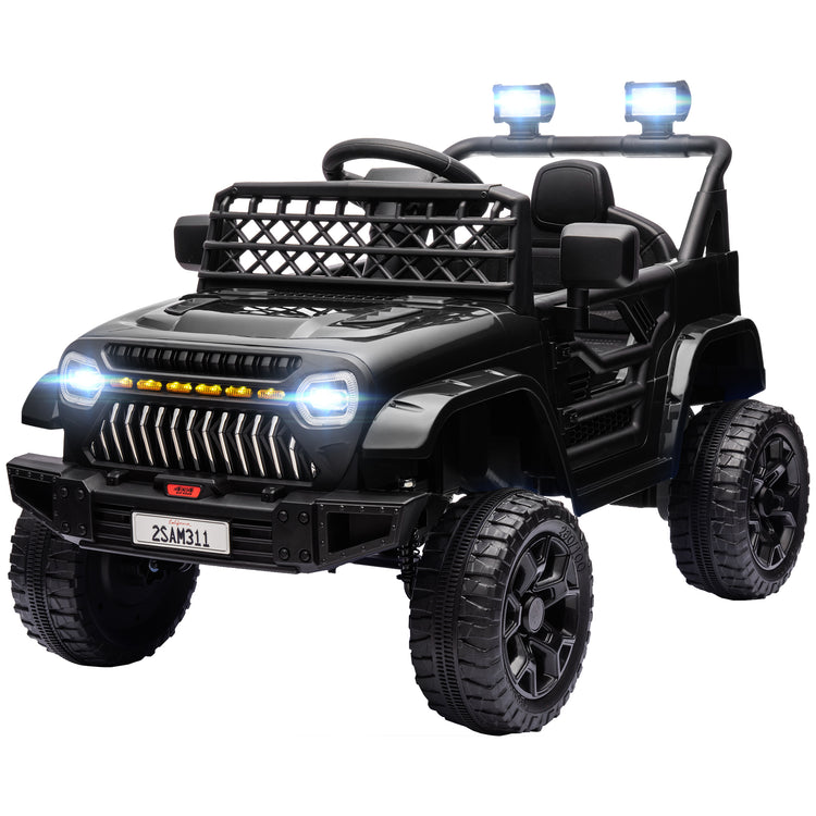 Qaba black 12V kids ride-on truck toy compared to bumper cars
