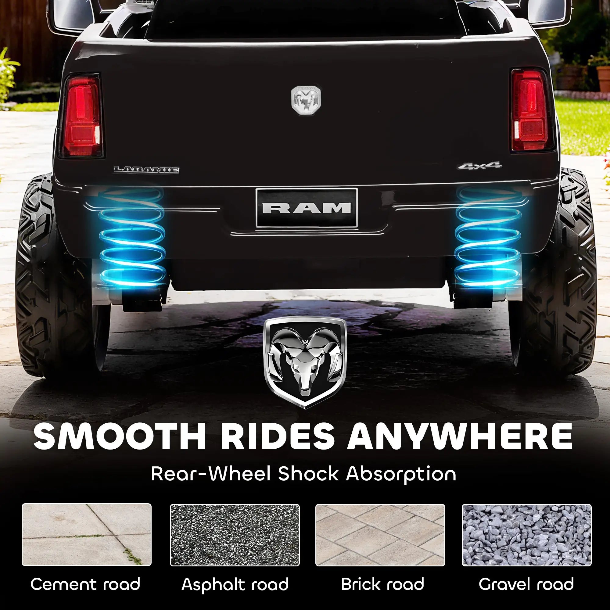 Child driving 12V electric ride-on toy truck