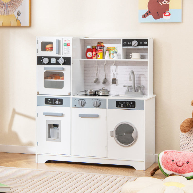 “Kids kitchen playset with cooking utensils and accessories”