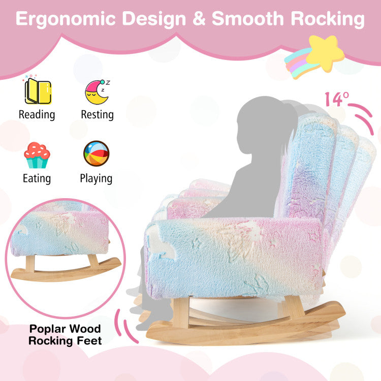 Children’s upholstered rocking chair with ergonomic design