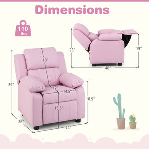 Comfortable pink kids recliner chair with high-density padding and ergonomic design