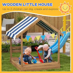 covered sandbox for kids with house design