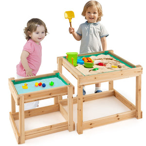 Covered sandbox for kids with benches