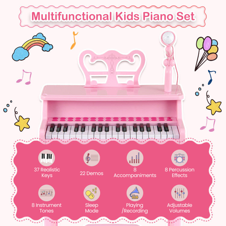 Detachable music stand included with children’s electronic keyboard piano