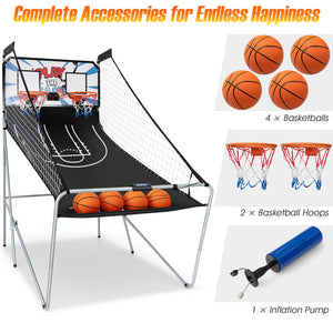 Sturdy iron frame basketball arcade machine with easy foldable design for storage