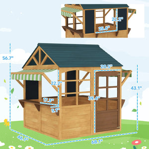 Durable wooden playhouse with foldable walls