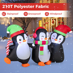Easy to inflate and deflate Christmas penguin decoration with built-in blower