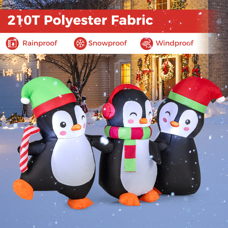 Easy to inflate and deflate Christmas penguin decoration with built-in blower