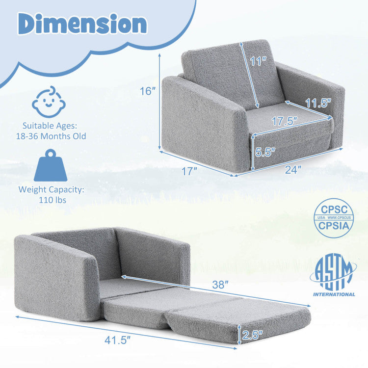 Ergonomic Kids Couch with Back and Arm Support