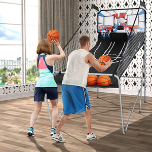 Foldable basketball shooting game with infrared digital scoring and arcade sounds