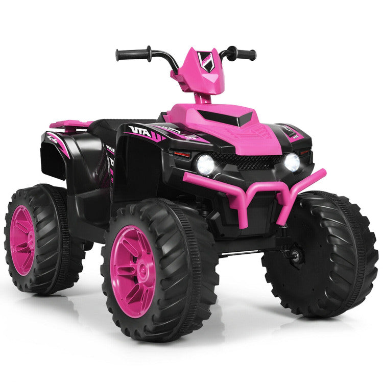 Four-wheel ride-on ATV for kids with treaded tires