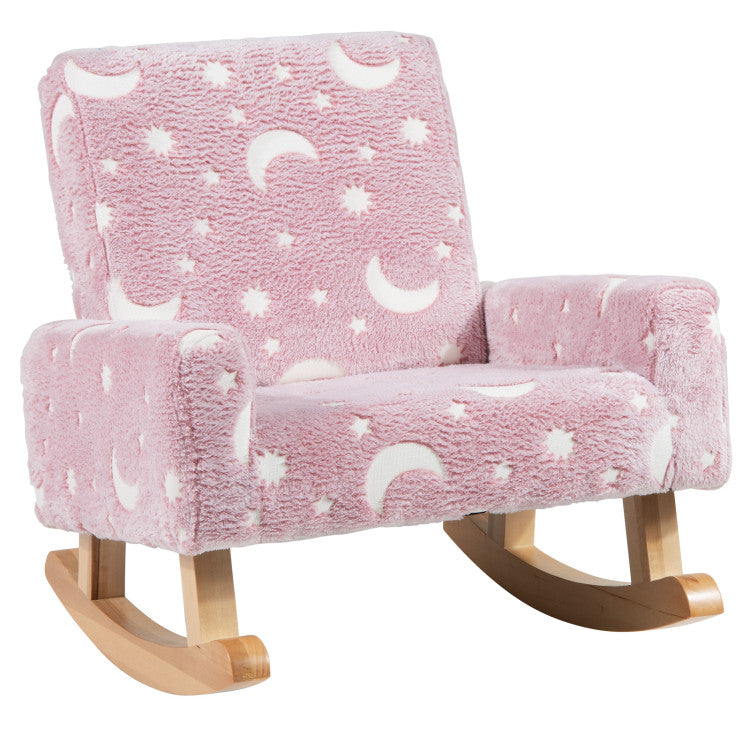 Kids rocking chair with glow pattern upholstery