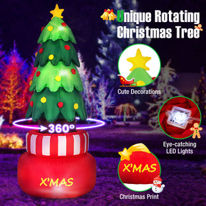 Glowing LED rotating holiday tree inflatable perfect for front lawn or porch decoration