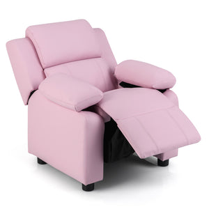 Kids recliner chair with heavy-duty wooden construction for durability and stability
