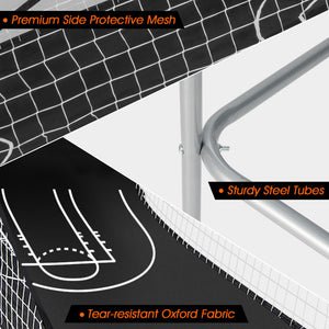 Indoor basketball game with side blocking nets to prevent balls from flying out