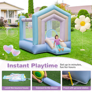 Inflatable basketball and rim on indoor inflatable bounce house