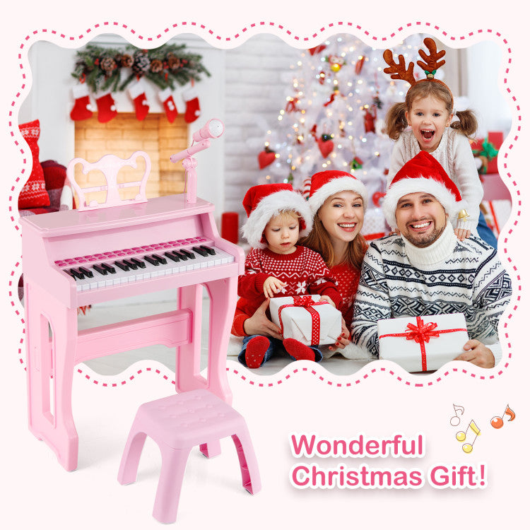 Interactive kids piano keyboard with microphone and multiple demo songs