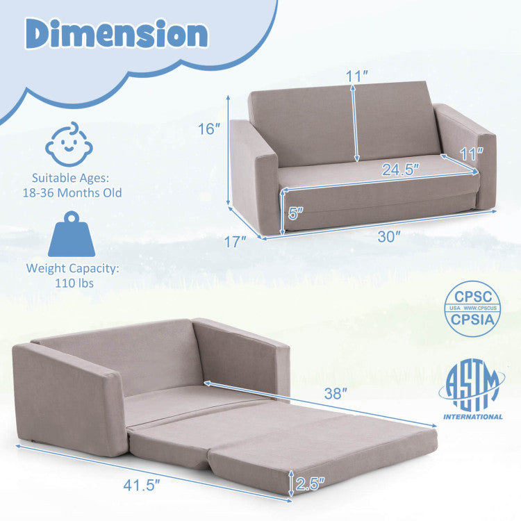 Kids Fold-Out Sofa Bed with Comfortable Padding