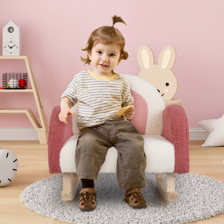 Kids playroom rocker chair with soft upholstery