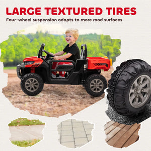 Kids ride-on car with two seats for shared fun