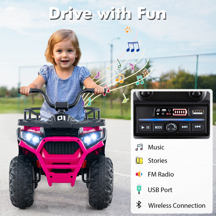 Close-up of treaded ATV tires for kids