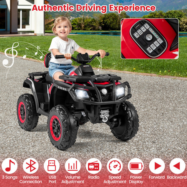 Close-up of 2-seater kids 4-wheeler ATV