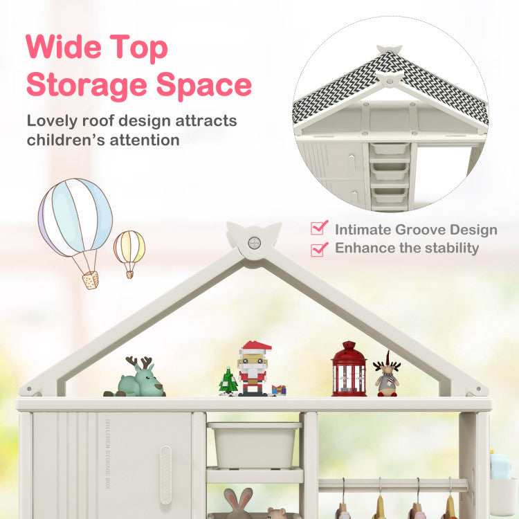 Kids Costume Storage Closet Organizer with Bins, Shelves & Side Baskets – Ideal for Kids’ Room