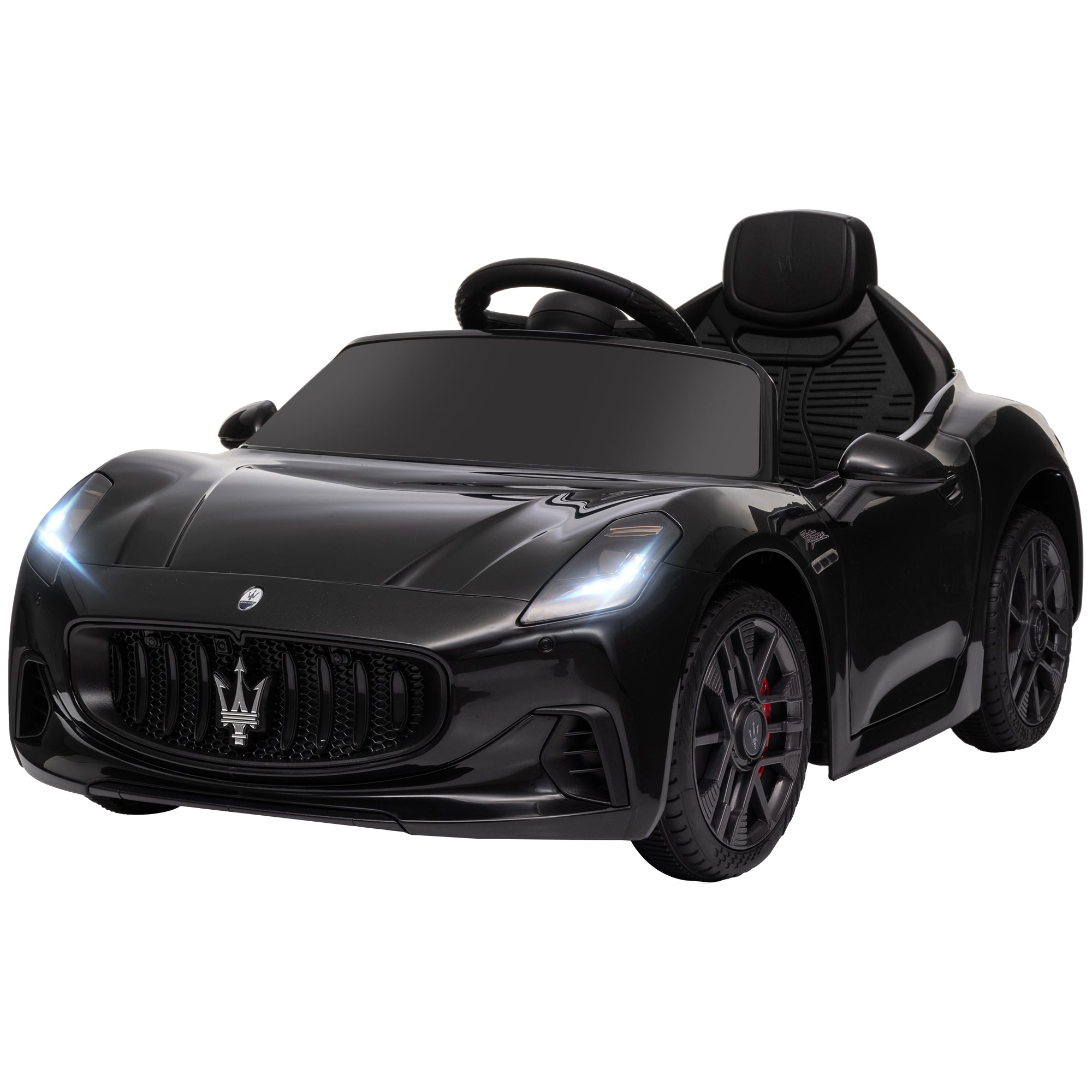 Kids Maserati car with seatbelt and soft start feature