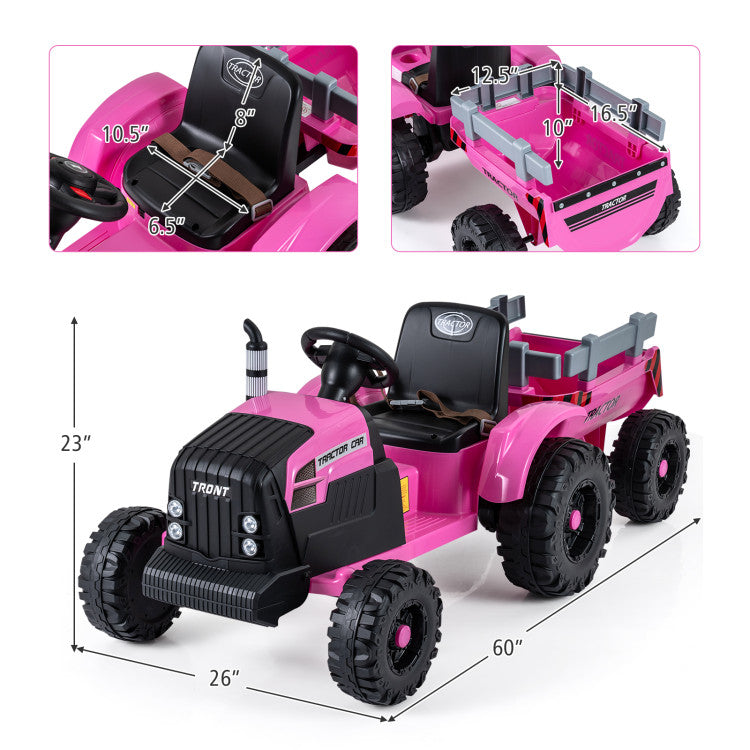 Kids outdoor tractor with comfortable seat and safety belt