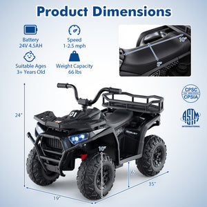 Close-up of easy-grip handlebars on kids ATV