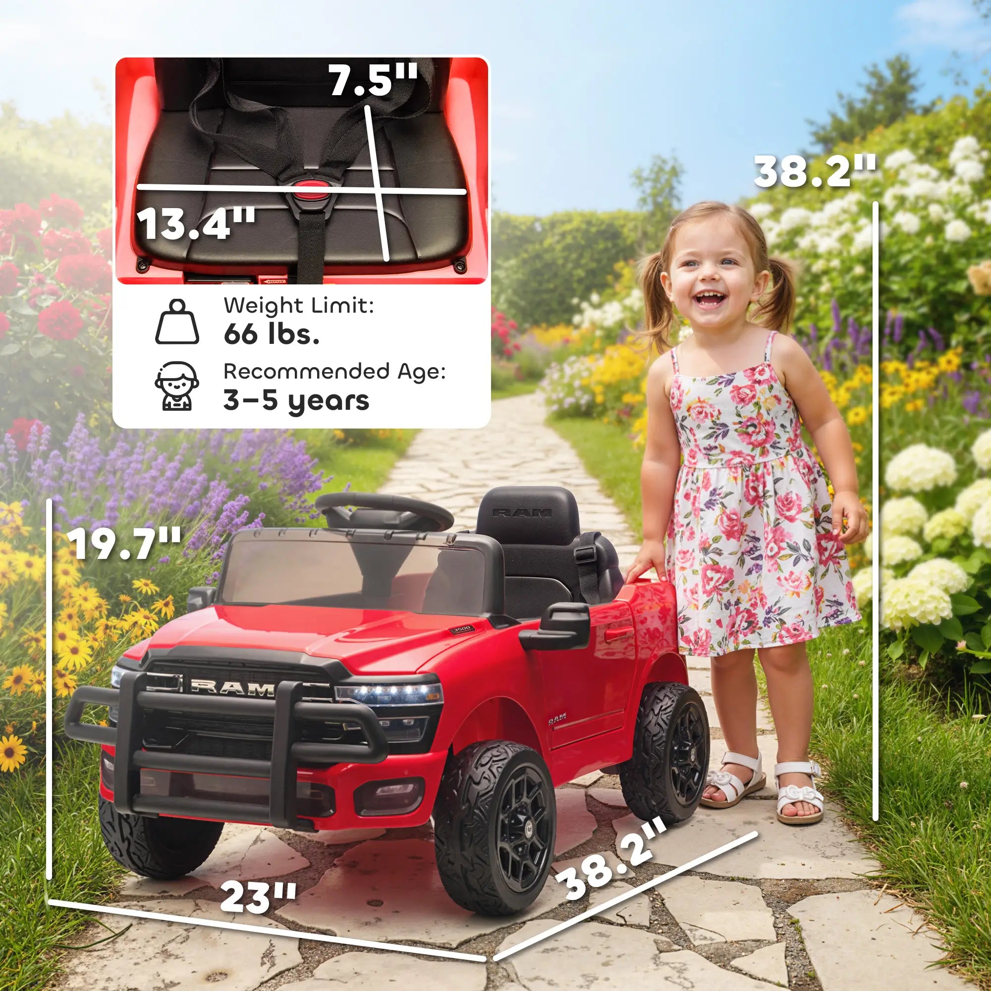 Parent using remote control to drive kids truck