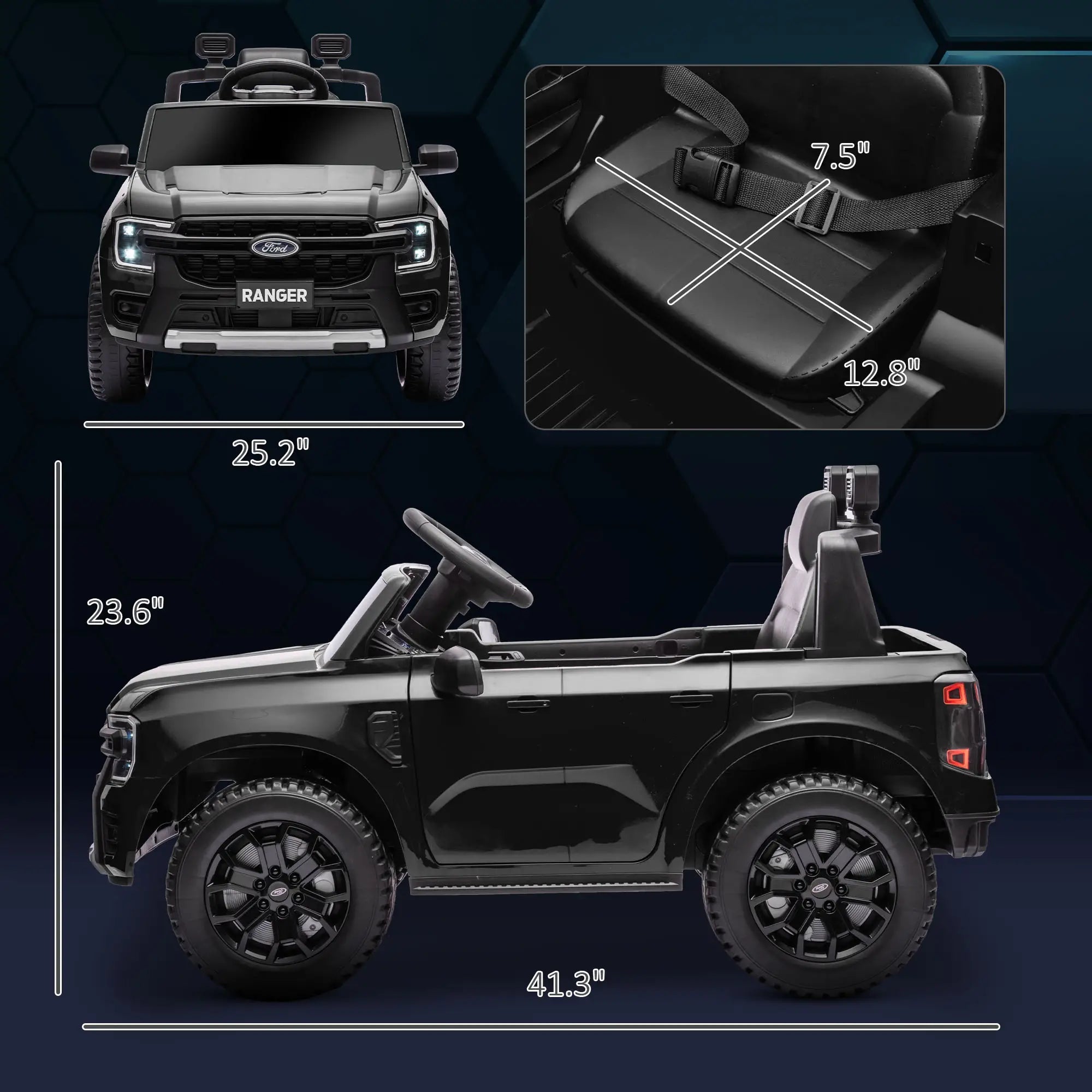 Ride-on truck for kids with rear toy storage
