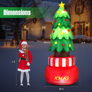 Large 8-foot blow up Christmas tree holiday decoration for yard or garden