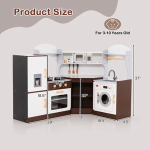 Large wooden play kitchen for multiple children to play together