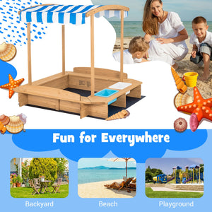 Large sandbox with canopy and seating