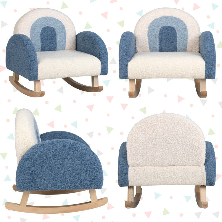 Rainbow backrest kids rocking chair design