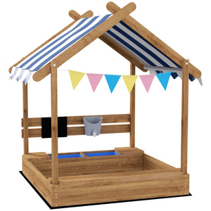 outdoor sandbox with canopy and liner