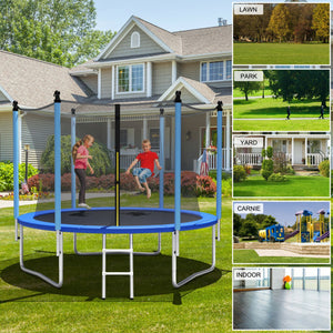 Oval trampoline with enclosure net