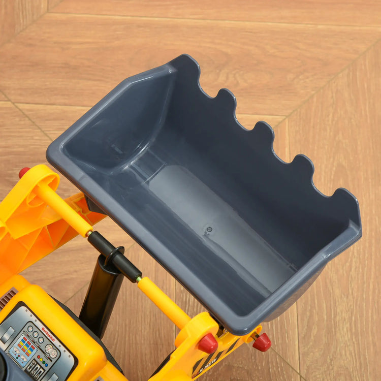 Foot-powered toddler bulldozer ride-on similar to pedal tractor