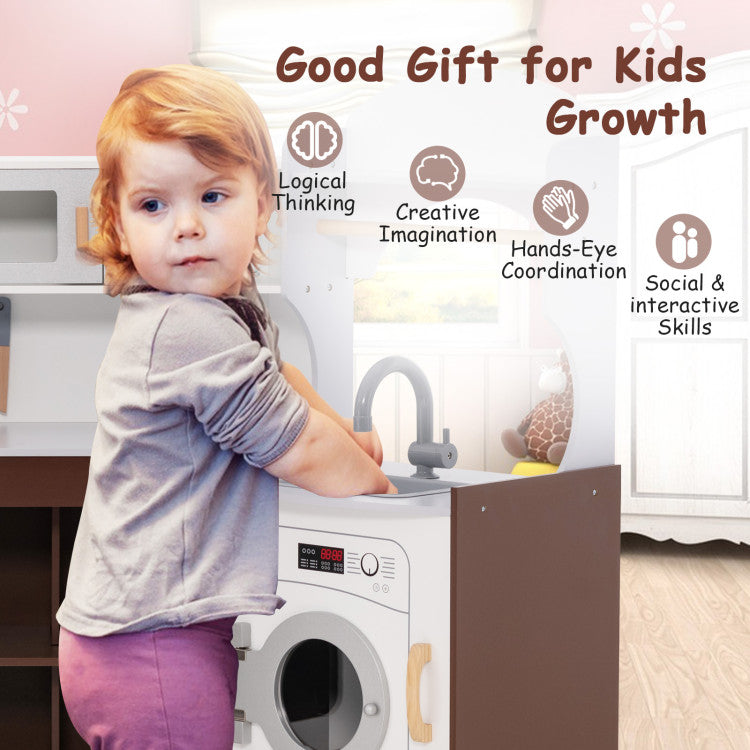 Pretend cooking playset for toddlers with washing machine and sink