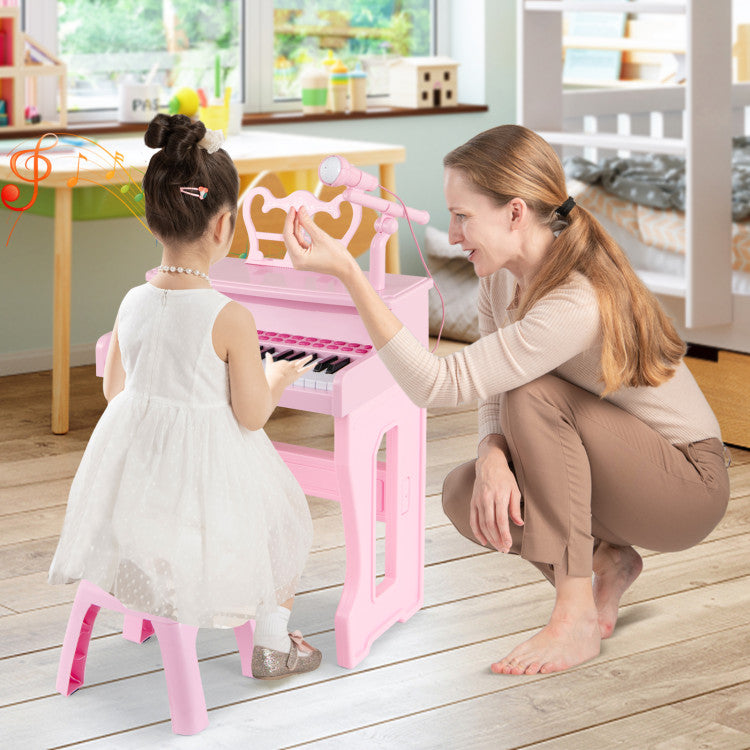 Realistic 37 key piano for kids with percussion and sound effect options