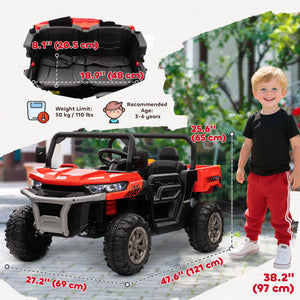 Electric ride-on bike with remote control and two-seat design