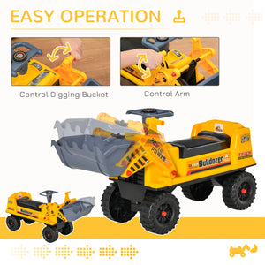 Ride-on tractor style bulldozer toy for toddlers