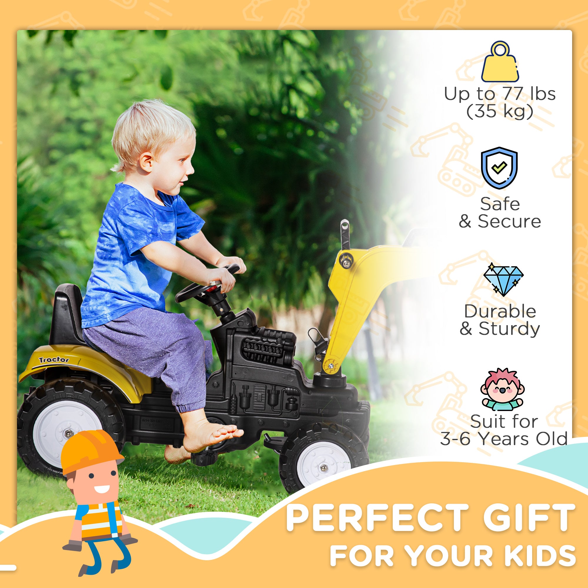 Kids ride on tractor with parental remote control option