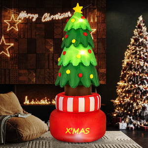 Rotating Xmas tree inflatable featuring bright LED lights and self-spinning design