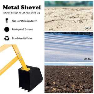 Smooth wood sandbox paired with steel digger